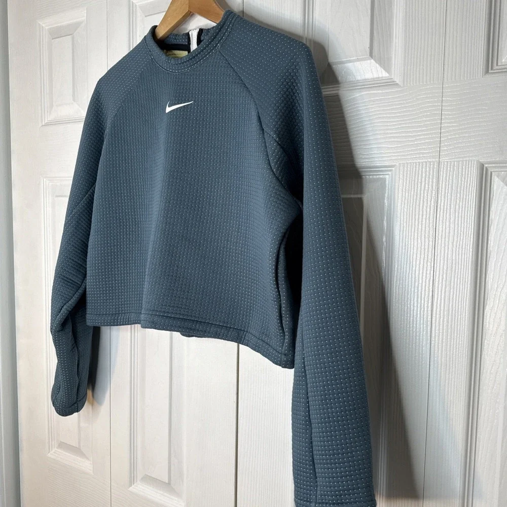 Nike Women's Sportswear Tech Fleece‎ Zipper Back Crop Sweater CZ1859-058 Size S